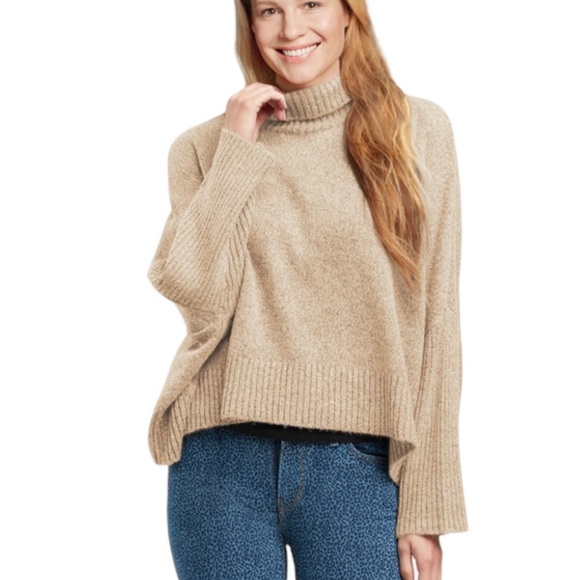 World Market Oatmeal Funnel Neck Sweater One Size Fits Most NWT - Picture 2 of 10